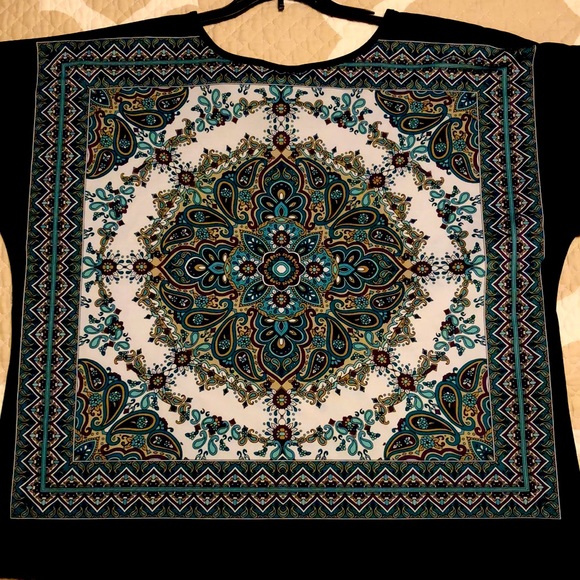 Claudia Richard Bohemian Square Design Polyester Top/Shirt - Picture 3 of 6